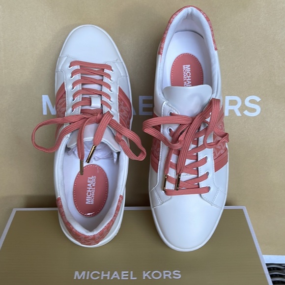 MICHAEL KORS POPPY STRIPE LACE UP NAPPA FAUX LEATHER SHERBERT WMNS - Picture 13 of 16